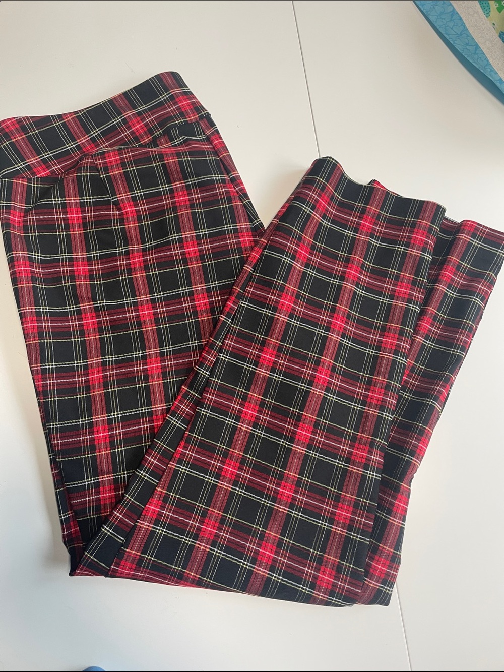 Terra & Sky Red and Black Plaid Trousers